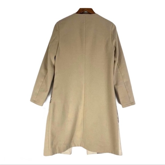 Kenneth Cole Open Front Pea Coat Size Medium Cream Gold NWT - Picture 2 of 6